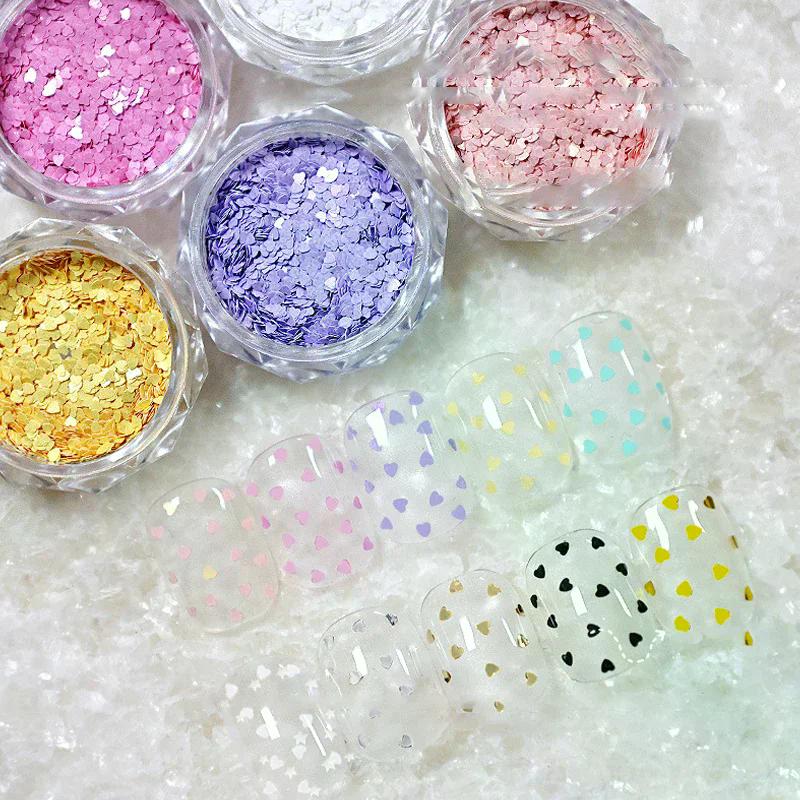 1jar 1mm Mini Sparkling Love Nail Glitter Sparkling Heart Nail Decoration Nail Salon Design Cute Accessories Diy Nail Design