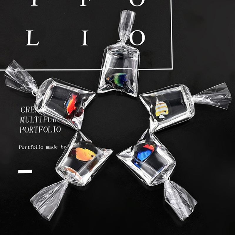 1 st Harts guldfisk berlocker liten fisk i vatten påse hänge för nyckelring DIY