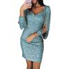 Sexy Sequin Tassel Long Sleeve Nightclub Party Dress