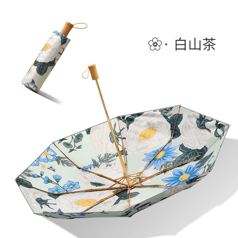 New three-fold manual eight-bone umbrella vinyl fabric double-layer double-sided color umbrella parasol three-fold sun umbrella