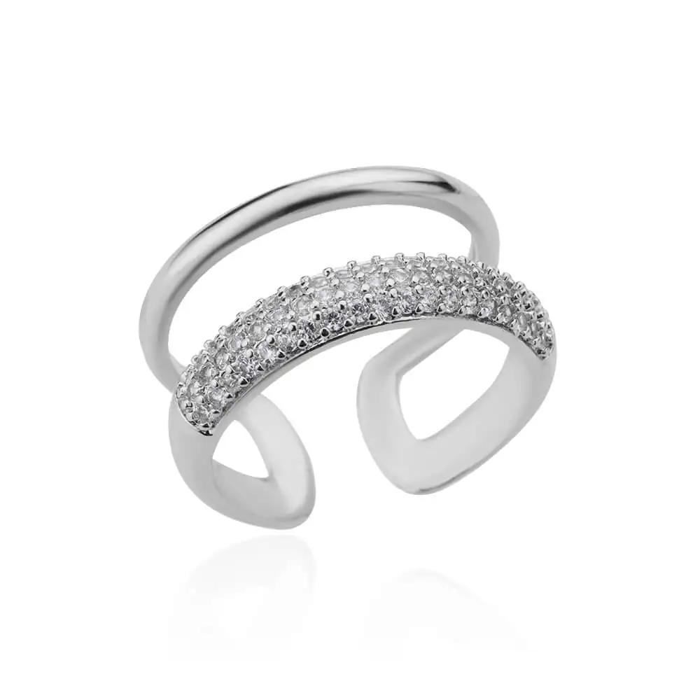 Zircon Rings For Women Open Stainless Steel Ring Trend Luxury Aesthetic Wedding Jewelry Freeshipping Items Anillos Mujer