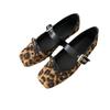 Fashion Leopard Print Women's Mary Jane Shoes Fashion Bow Flat Shoes Retro Style Women's Soft Soled Ballet Shoes