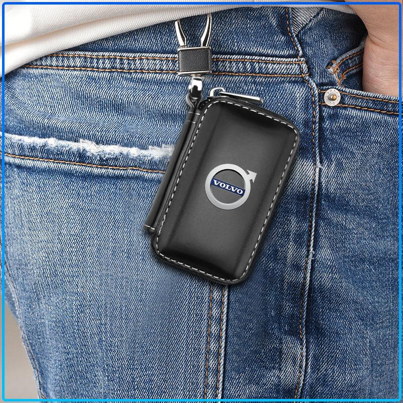For Volvo XC90 XC60 XC70 XC40 V90 V60 V40 C70 C30 S80 Car Key Holder Pouch Wallet Housekeeper Key Case Mini Card Bag