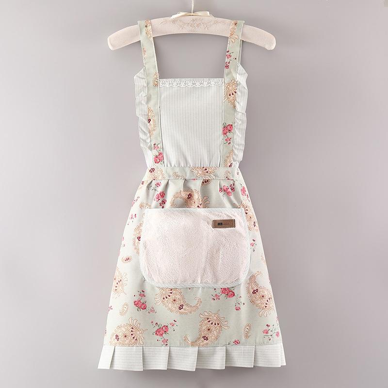 Cotton Canvas Floral For Women'S Kitchen Oilproof Apron With Pockets And Adjustable Waist Belt Waterproof Sleeveless Bib Apron