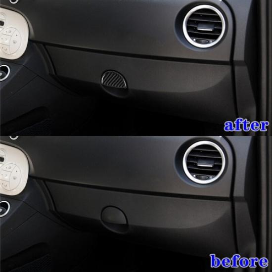Carbon Fiber Passenger Glove Box Handle Panel Cover Trim For Fiat 500 2012-2015