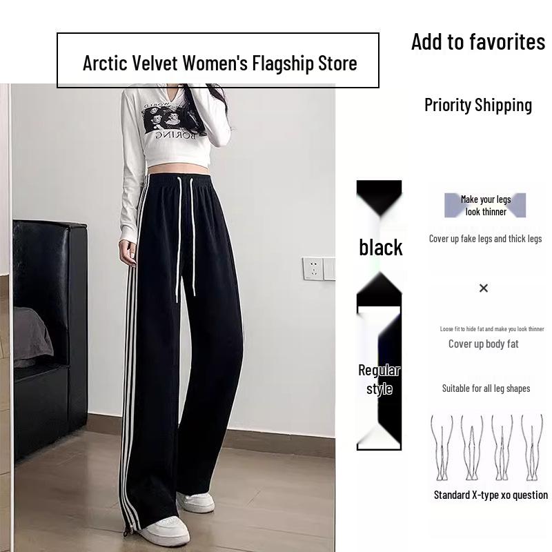 Damskie spodnie dresowe Off-White z wysokim stanem i paskami, w stylu amerykańskim, Kolekcja Wiosna/Jesień 2025, Krój prosty z mankietami