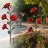 Metal Bird Feeding Station Red Flower Hummingbird Feeder with Ground Stake, Feeder, Outdoor Lawn Ornament Watering for Yard Patio Decoration