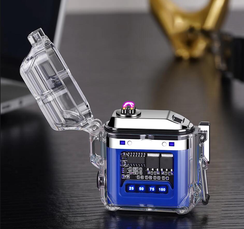 1PC New Transparent Shell Double Arc USB Electronic Lighter TYPE-C Fast ChargeLighting Plasma Lighter Electric Waterproo