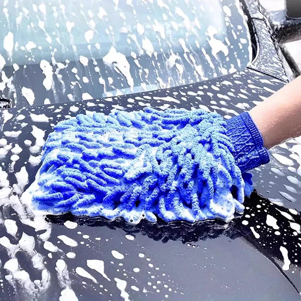 1/2pcs Microfiber Car Wash Gloves Auto Single-Side Ultra Absorbent Wash Car Sponge Scratch Free Microfiber Car Cleaning Tool