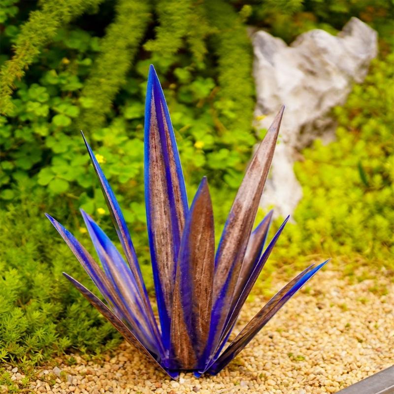 Agave Garden Decorations for Outdoor Yard Stake Hand Painted Tequila Sculpture