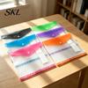 Large Capacity Paper Holder A4 Snap Button File Folder, Horizontal 11 Hole PP Document Organizer with Punch Binder Folder Name Card Slot, Transparent