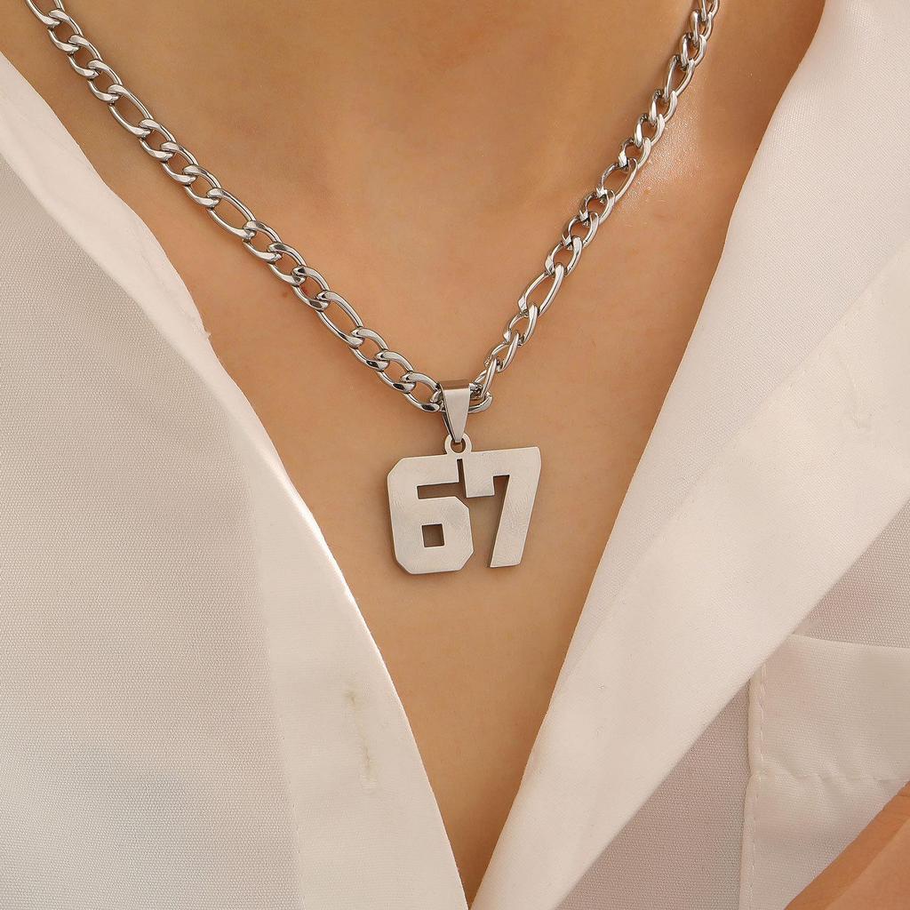 Men's Custom Jersey Number Stainless Steel Sports Necklace Pendant