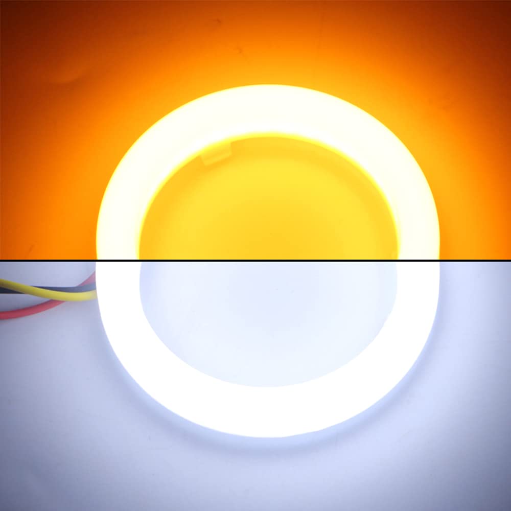 Squid Ring, 2.4 Inches (60 Mm), White + Amber Switching, Headlight, Fog Light, Ballast, DC , Set of 2