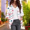 Ladies Fashion Loose Casual Print Beach Holiday   Sleeve Chiffon Cardigan