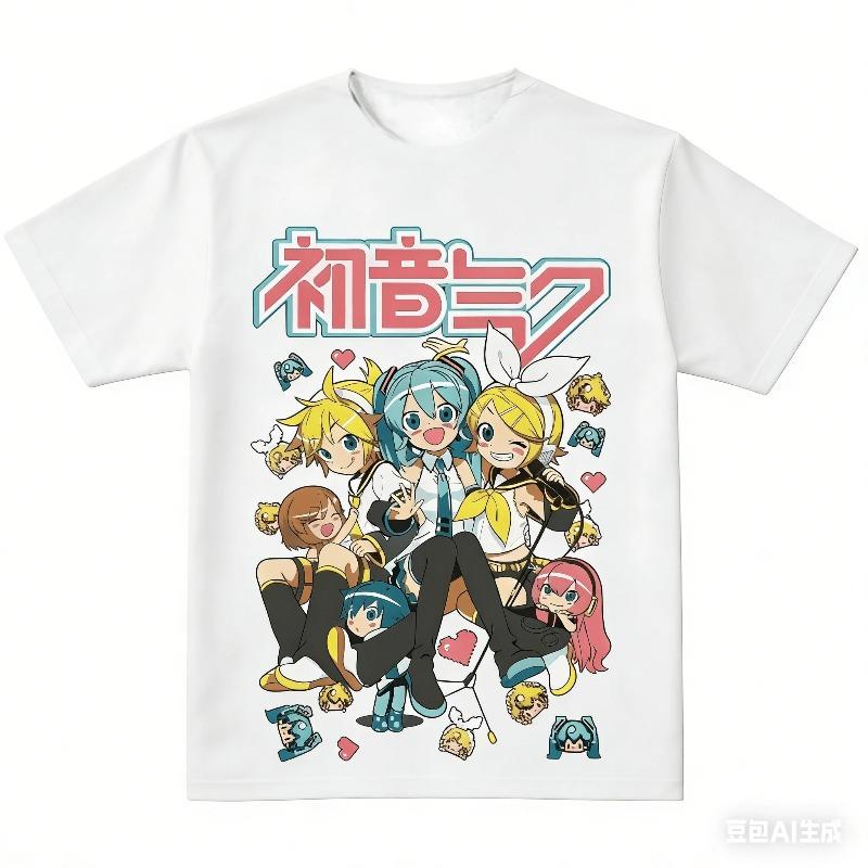 2026 Summer New Style # Hatsune Miku # Cyberpunk Style Cartoon Fan Street Fashion Large Loose Cotton T-shirt