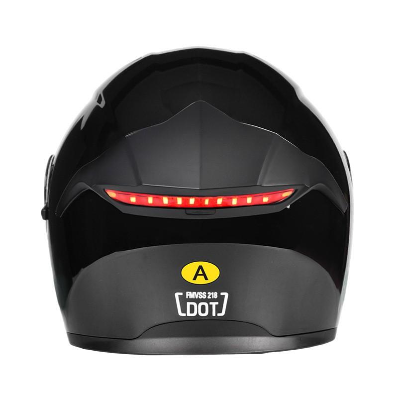 Smart LED Tail Light Motorcycle Helmet 3/4 Open Face ABS Full Protection Universal Fit Men Women