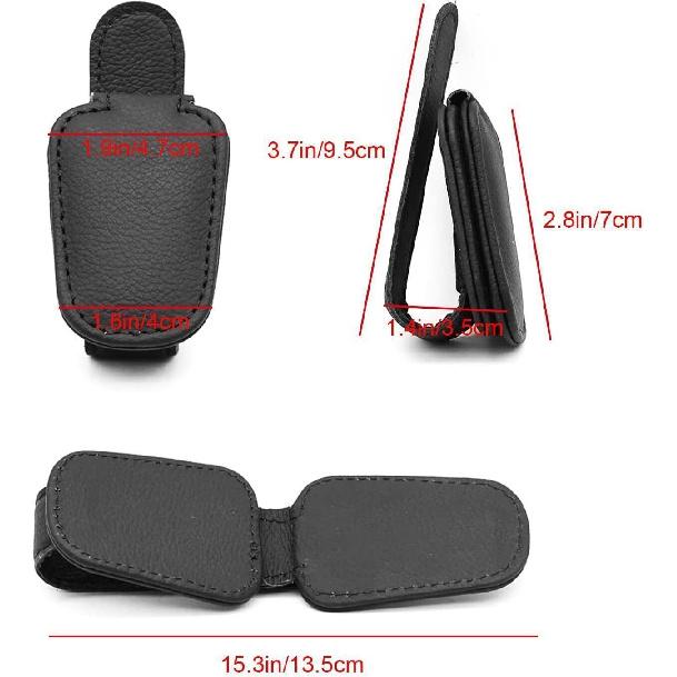 2x Magnetic Leather Sunglass Holder for Car SUV Sun Visor Glasses Eyeglass Clips