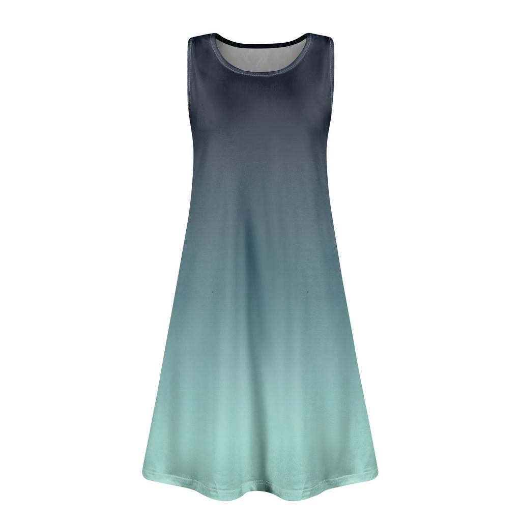 Summer Dresses For Women Beach Boho Sleeveless Vintage Printing Flowy Pocket Tshirt Tank Sundresses