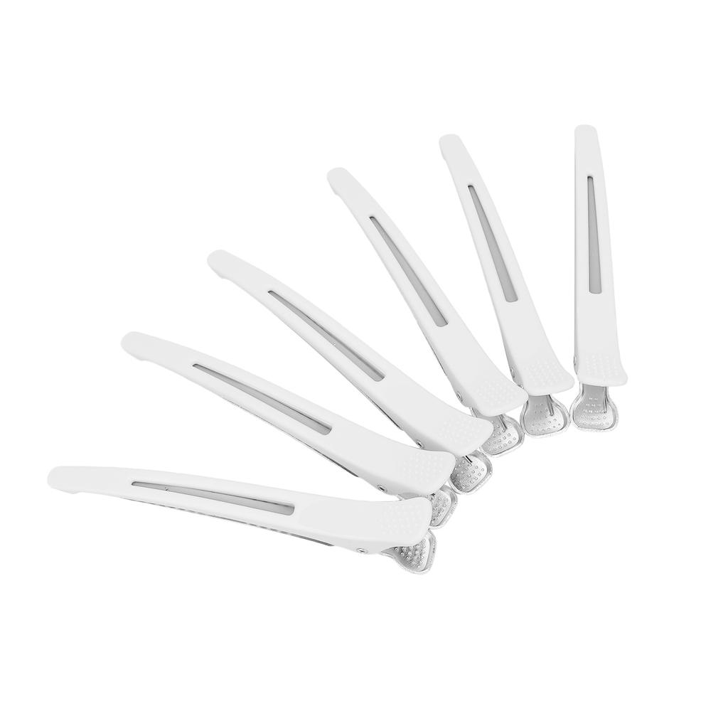 6Pcs Professional Hair Clips NonSlip Dividing  bill Hair Clips for Hair Cutting Styling(White )