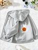 Black Zip Hoodie Side Mini Basketball Print Back Large Dunk Player Silhouette Graphic Sport Casual Coat