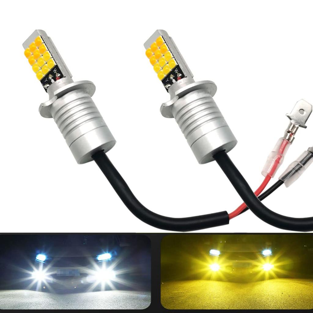 HooMoo H3 LED Fog Lamp, 2 Color Switching, White (6000K)/Yellow (3000K) Vehicle Inspection Compatible,