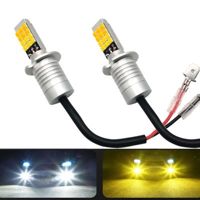 HooMoo H3 LED Fog Lamp, 2 Color Switching, White (6000K)/Yellow (3000K) Vehicle Inspection Compatible,