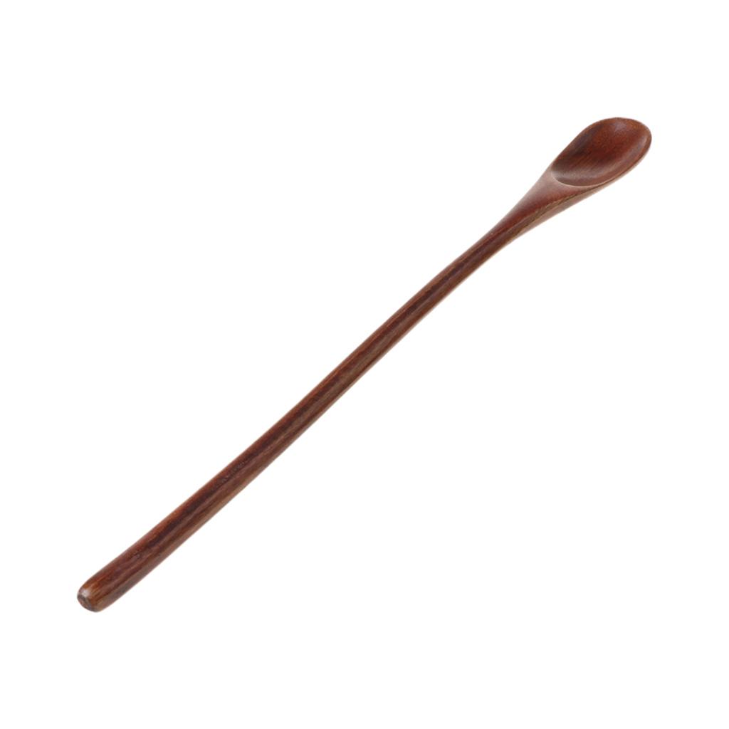 Přírodní dřevěná lžíce Káva Čaj Vaření Jídelní náčiní Retro Dlouhá rukojeť Příbory