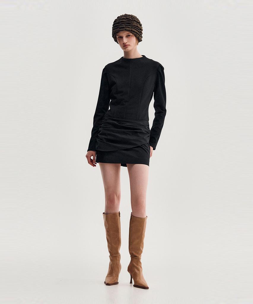Kimjisu Drape Layered Mini Dress _ Black