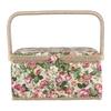 Fabric Floral Printed Sewing Basket Craft Box Household Sundry Storage Organizer with Handle Storage Box Sewing Box