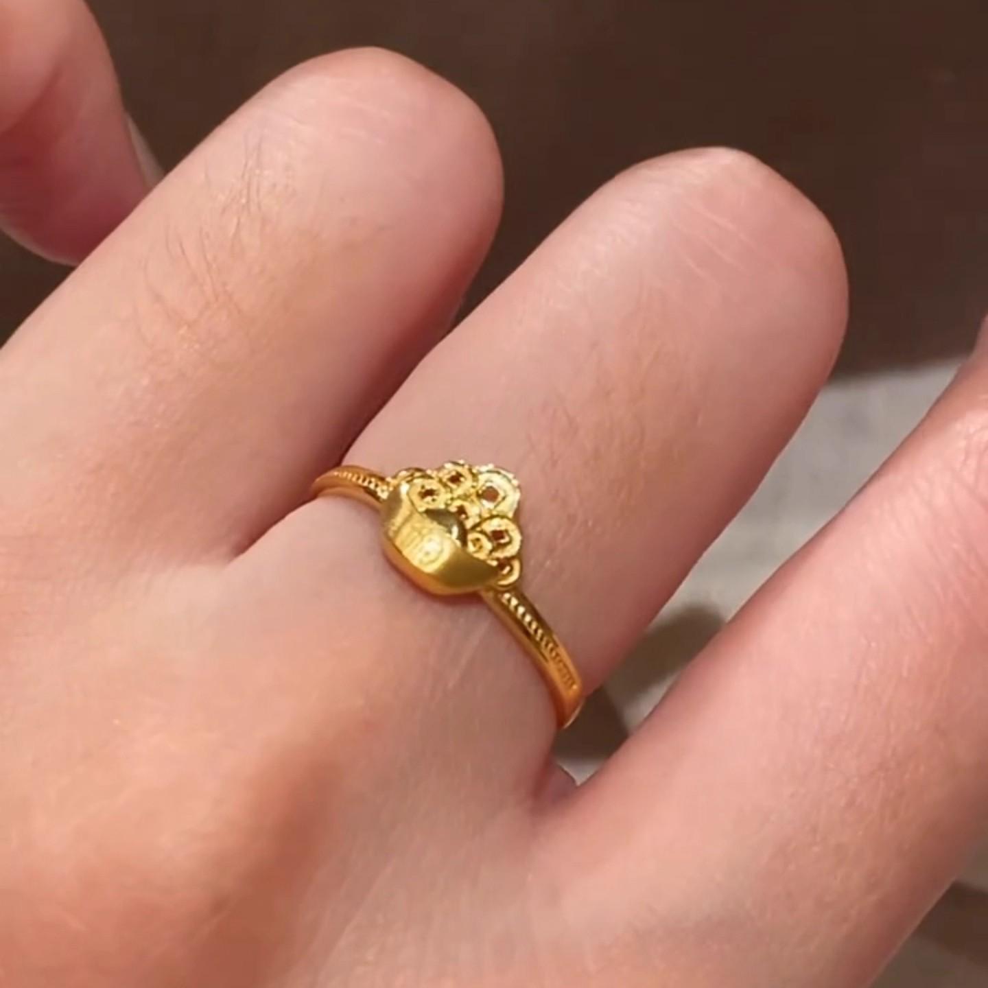 Chinese Fortune Duoduo Golden Coin Ring - Wealth-Attracting Openable Design for Women