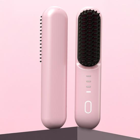 Hair Comb Cordless Straightening Brush with 30s Fast Heat Frizz-Free Smooth Styling USB-C Rechargeable Ceramic Teeth Hair Brush