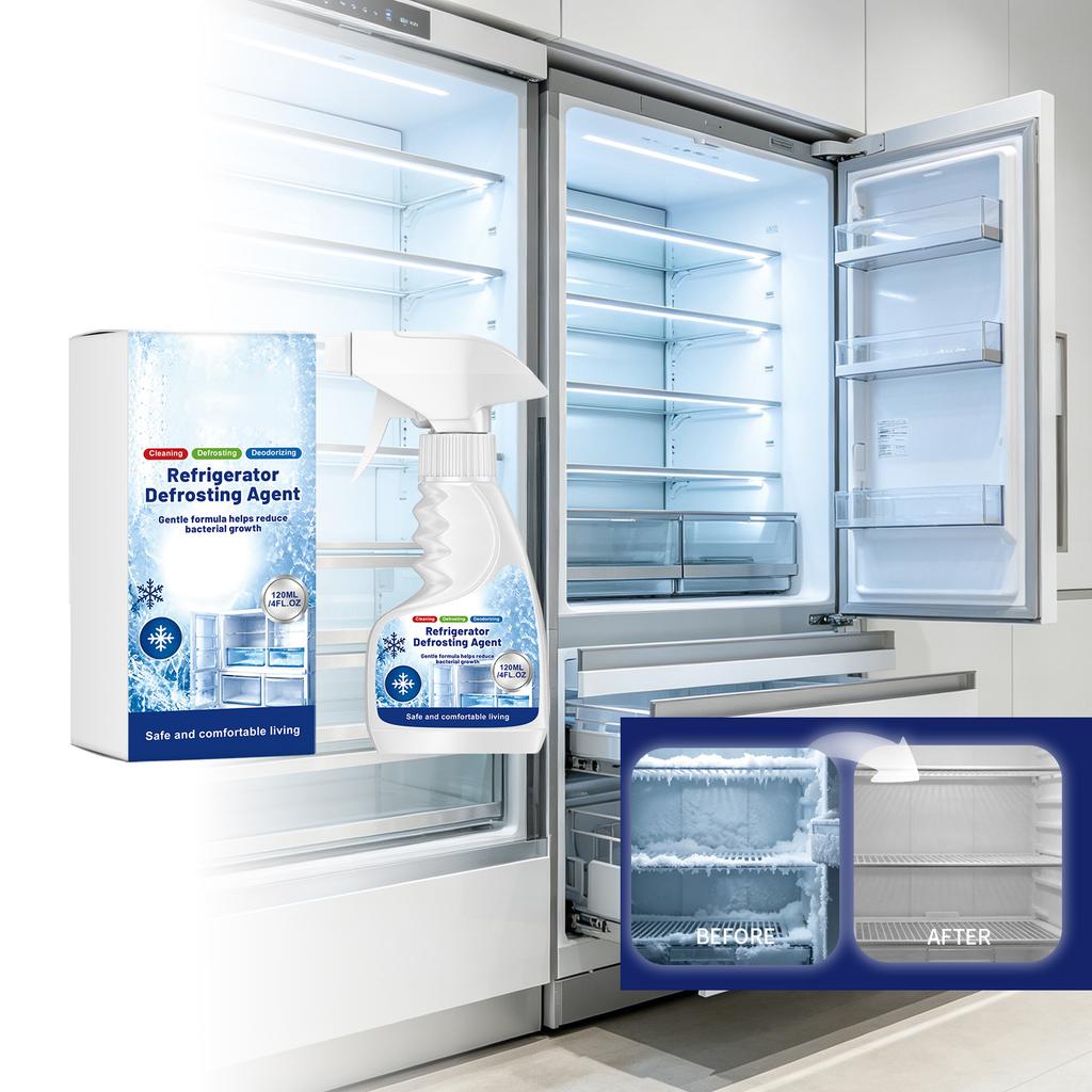 Refrigerator Defrosting Agent Spray 120ml Safe and Effective Ice Removal Cleaner for Frost and Ice Build-up In Freezers and Refrigerators