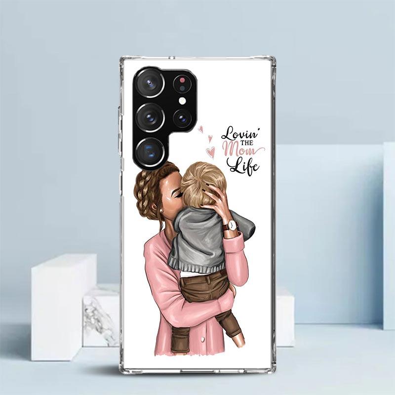 Baby Mom Girls Phone Case For Samsung Galaxy S24 S25 Edge S26 Ultra S22 S23 Plus S21 + S20 FE Soft TPU Back Cover Galaxy S22 S23 Samsung S25 Ultra