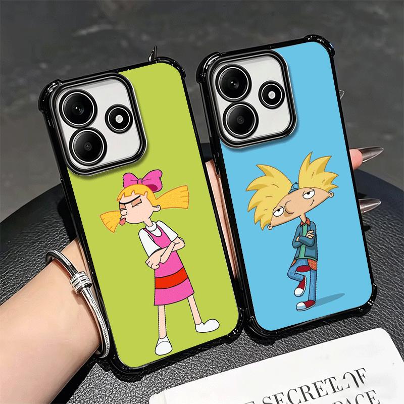 Cartoon Hey Arnold Helga Plating Phone Case For Xiaomi Redmi Note 14 15 Pro Plus 13 12 11 11S 11T 10 9S 9 5G Anti-Fall Airabag C