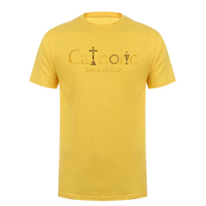 Catholic Since 33 Ad Christian T Shirt Jesus Crucifix Eucharist Faith Graphic Tee Religious Gift Tops Da335