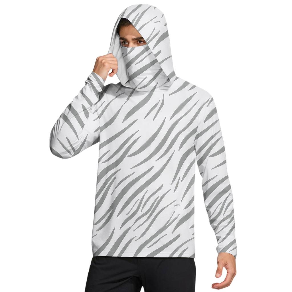 Men's Shirt With Mask Lightweight Long Sleeve Hooded Hiking Fishing Performance