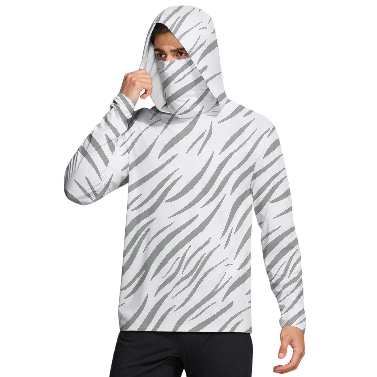 

Мужская рубашка с маской Легкая с длинным рукавом Капюшон Для пеших прогулок Рыбалки Для выступлений XL белый