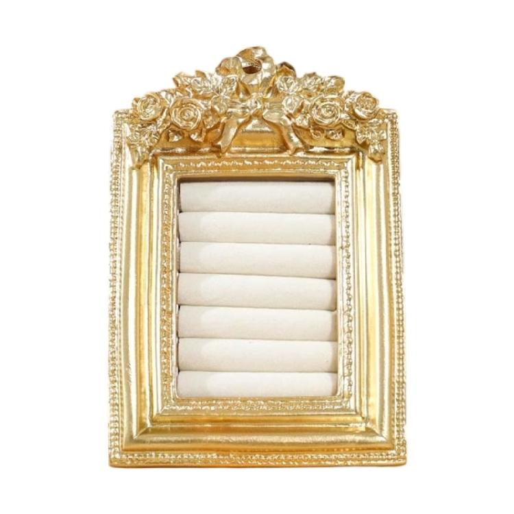 Decorative Golden Resin Earring Showcase Tray Jewelry Organizers Photo Frame For Boutique Displays