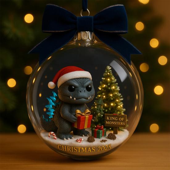 Christmas Snow Ball Ornaments Vintage Sewing Machine/Village Scene/Big Foot Xmas Tree Ornaments Winter Clear