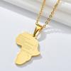 Punk Fashion African Africa Map Pendant Necklaces Female Gold Color Stainless Steels Chain for Women Men Ethiopian Jewelry Gift