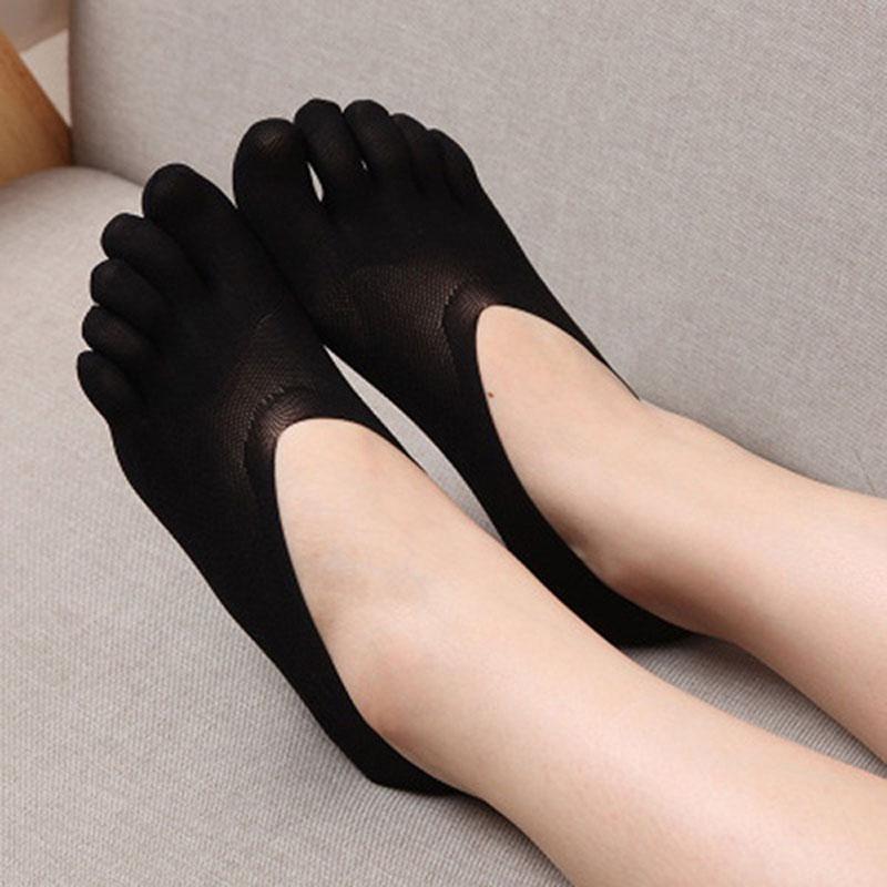 

Cotton Ladies Fashion Blend Lace Antiskid Invisible Low Cut Socks Toe Ankle Sock чорний
