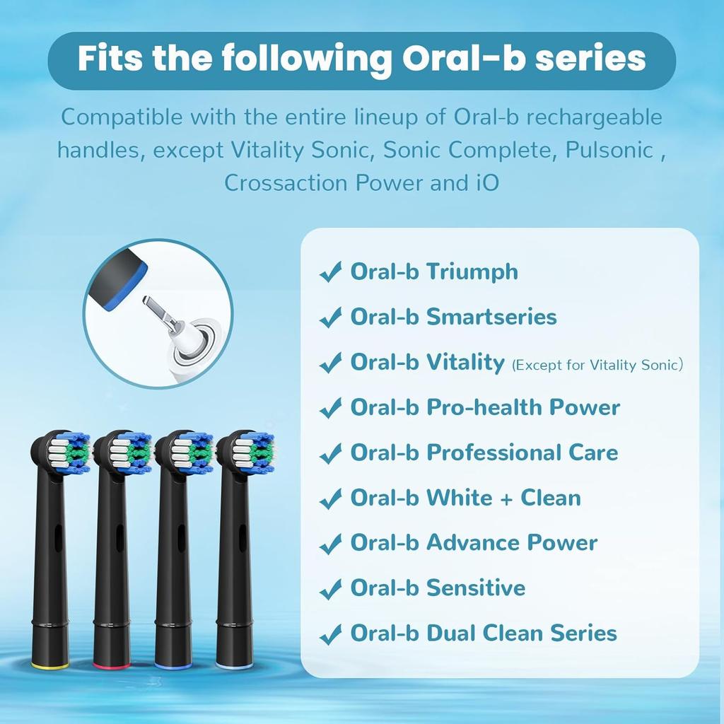 Black 4/8/12/16 Pcs Replacement Toothbrush Heads Compatible with Oral-B Braun Professional Electric Toothbrush Heads Brush Heads