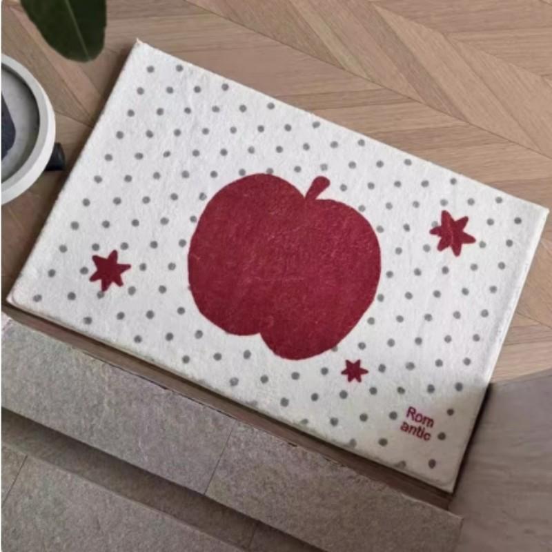 

VIKAMA Star Apple Carpet Imitation Cashmere Cute Bedroom Floor Mat Plush Bedside Blanket Absorbent Bathroom Floor Mat Home Decor 40x60cm 16x24inch