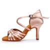 Women's Satin High Heels Dance Shoes Latin Tango Waltz Modern Anti Slip Dance Shoes Indoor Fur Sole Heeled 8CM