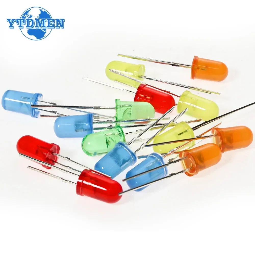 50/60/100PCS 5mm LED Diode White Yellow Red Green Blue Assorted Kit DIY LEDs Light Emitting Set Electronic Diy Kit