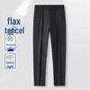 MONTAGUT Men's Linen-Tencel Blend Stretch Casual Pants