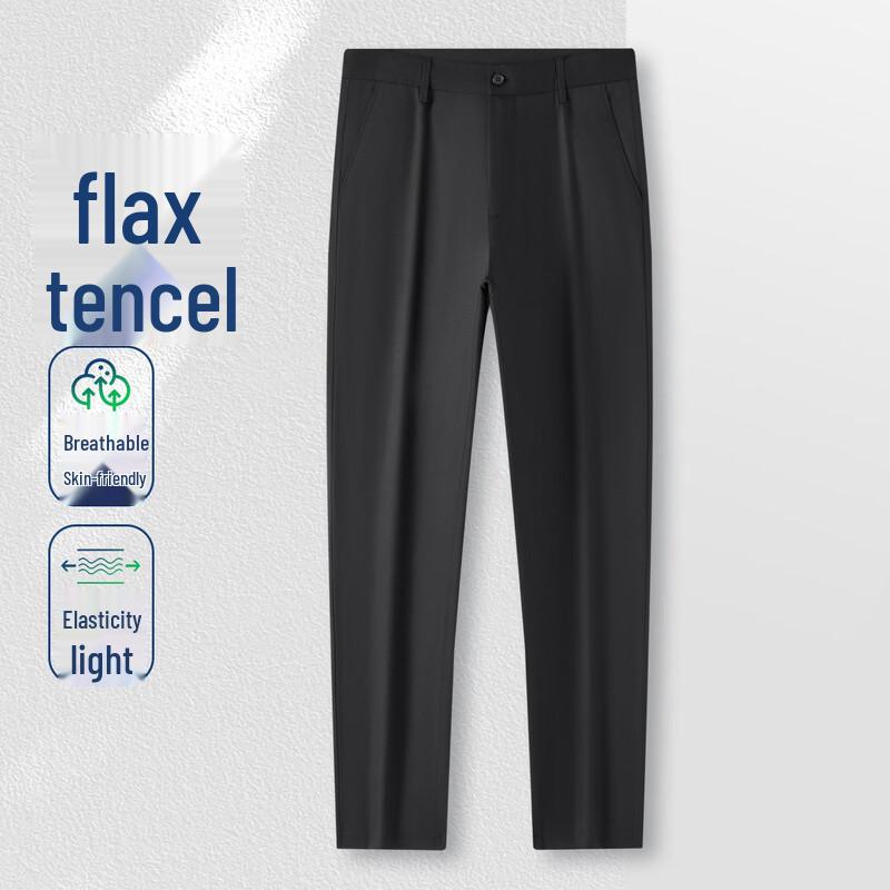 MONTAGUT Men's Linen-Tencel Blend Stretch Casual Pants