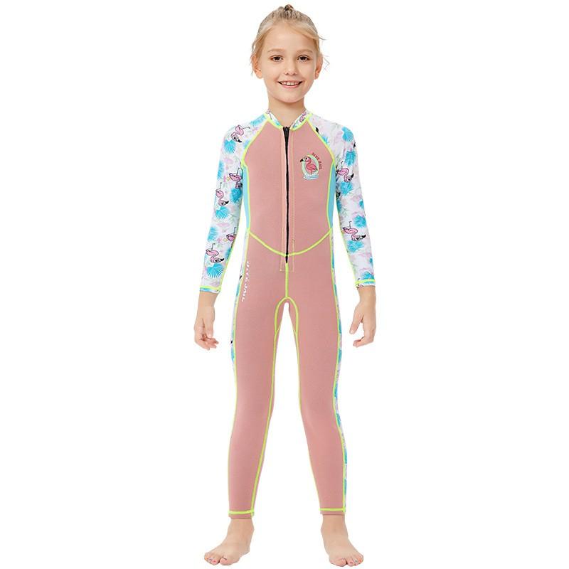 Детский гидрокостюм для девочек 2 мм Детский купальник цельный с длинным рукавом Термозащитный Солнцезащитный Снорклинг Серфинг Дайвинг XL