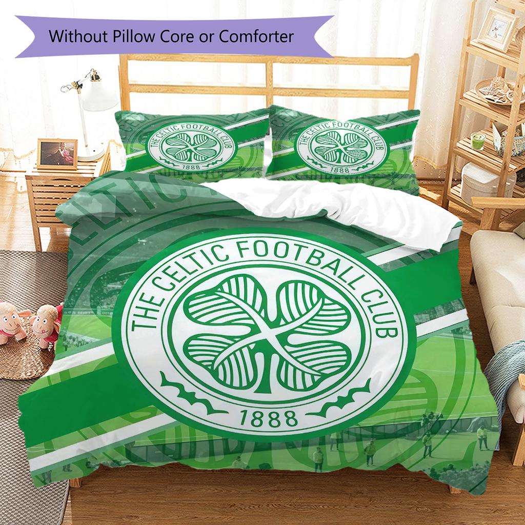 Ensemble de couette Celtic Football Club Housse de couette Taie d'oreiller Décoration de maison Cadeau d'anniversaire (1 housse de couette + 2 taies d'oreiller, sans garniture.)