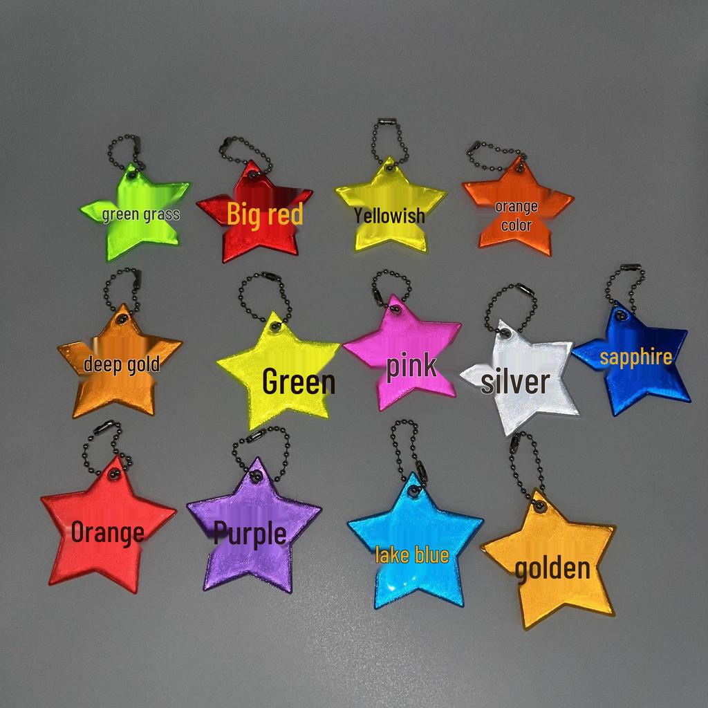 13-Color Reflective Star Pendant: Customizable Logo Keychain & Backpack Ornament
